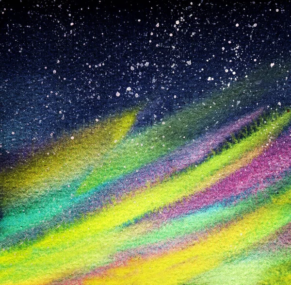 水彩斑斓的夜空 北极光闪烁 — 图库照片
