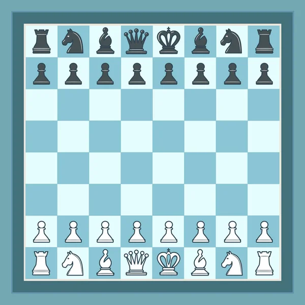 Échecs Couleurs Bleues Pièces Échecs Illustration Vectorielle — Image vectorielle