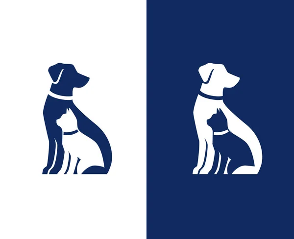 Dog Cat Sitting Silhouette Simple Logo Rescue Pet Rescue Symbol — Stock Vector
