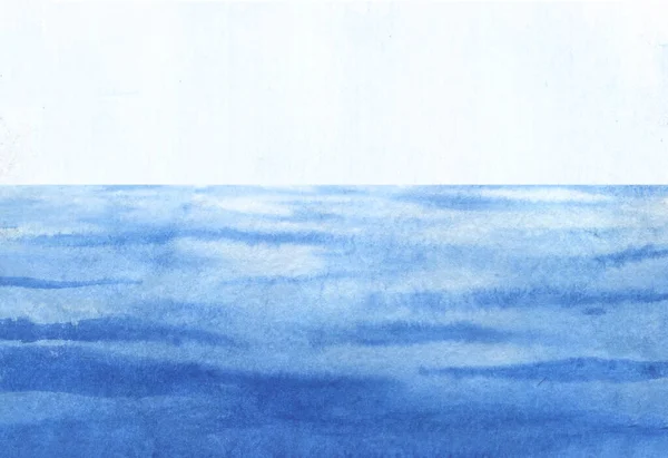 Анотація Акварельного Фону Поверхнею Води Блакитних Хвиль — стокове фото
