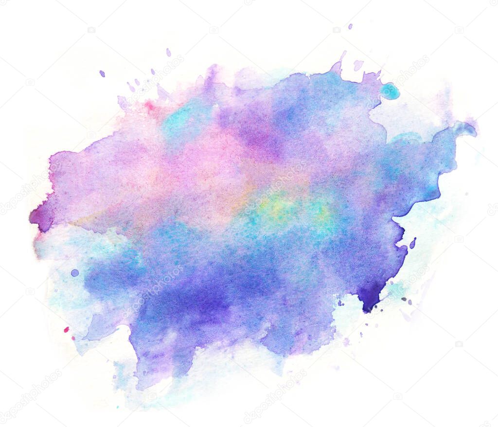 Watercolor abstract splash with multiple colors isolated on white