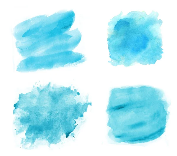Set Watercolor Splashes White Turquoise Color —  Fotos de Stock