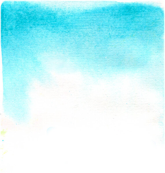 Light blue abstract watercolor background on white, hand drawn illustration