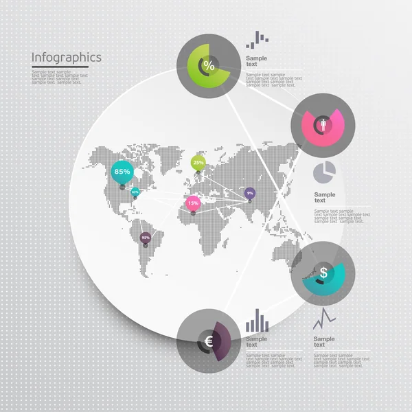 Mapa světa a informační grafika — Stockový vektor