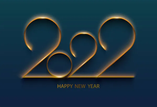 New Year 2022 Gold Numbers Blue Background Elegance Greeting Card — Stock Vector