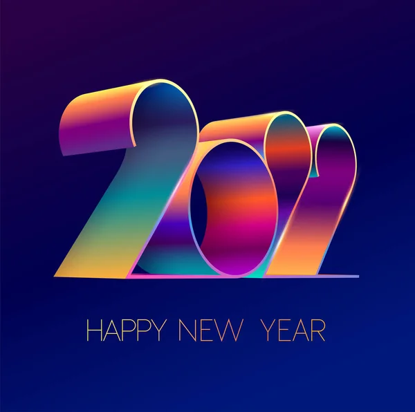 Ano Novo 2022 Design Lettering Colorido Cartão Saudação Brilhante —  Vetores de Stock