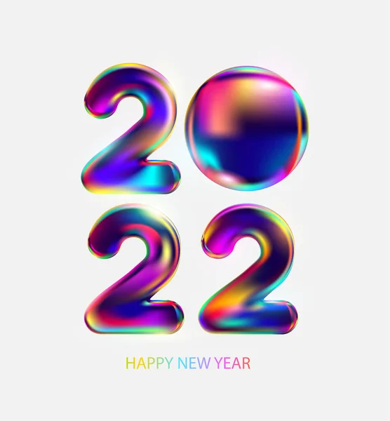 Ano Novo 2022 Números Coloridos Brilhantes Coloridos Brilhantes Fundo Claro — Vetor de Stock