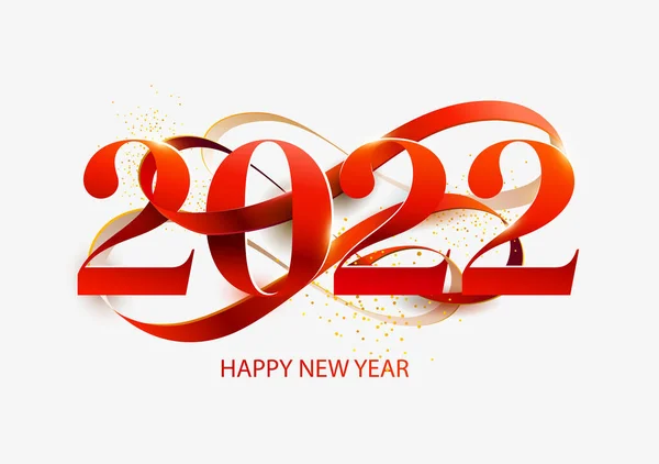 Yeni Yıl 2022 Tarih Kurdeleli Tebrik Kartı Tasarımı — Stok Vektör