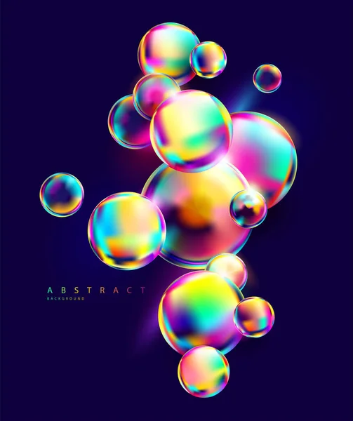 Formes Géométriques Irisées Colorées Arrière Plan Boules Liquides Holographiques Lumineuses — Image vectorielle