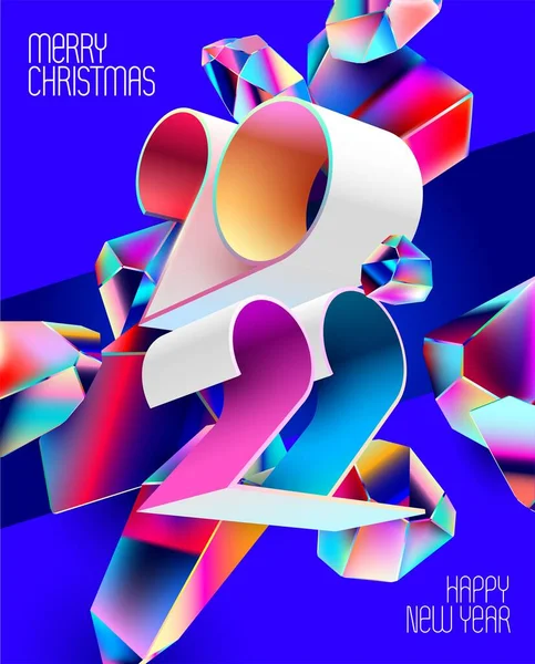 Веселого Різдва Нового 2022 Року Дизайн Абстрактними Геометричними Фігурами Яскраві — стоковий вектор