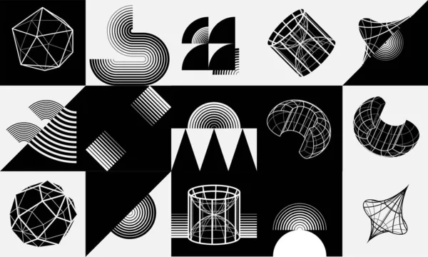 Rétro Futures Formes Géométriques Abstraites Éléments Numériques Abstraits Pour Bannière — Image vectorielle