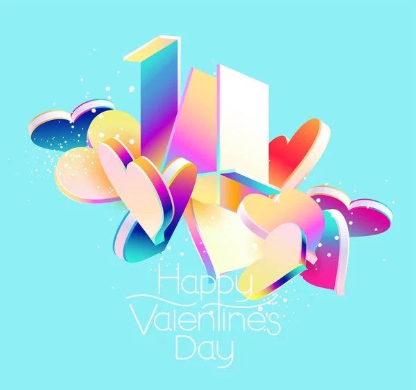 Joyeux Modèle Saint Valentin Avec Des Cœurs Colorés Design Romantique — Image vectorielle