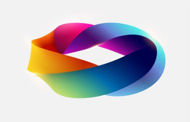 Üç boyutlu geometrik şekil. Dönen renkli çizgilerin dairesi. Soyut tasarım ögesi.