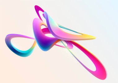 Renkli sıvı daire. Beyaz arkaplanda soyut geometrik şekiller. 3B vektör tasarımı ögeleri.