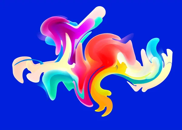 Colored Fluid Shapes Spreading Bright Splashes Blue Background Abstract Liquid — Stock Vector