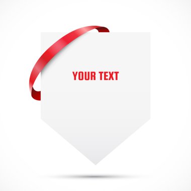 Kırmızı kurdeleli boş bir etiket. Satış etiketi