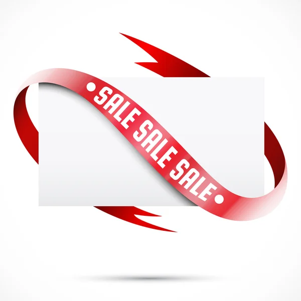 Üres eladás címke. Papír és piros szalag — Stock Vector