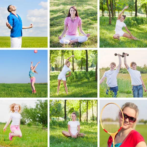 Collage con tema sportivo — Foto Stock