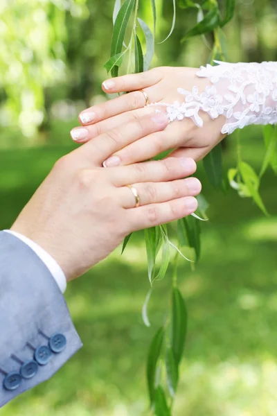 Hands wits wedding ring Stock Photo