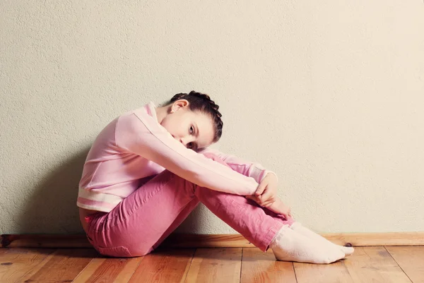 Beautiful girl on floor — Stock Photo, Image