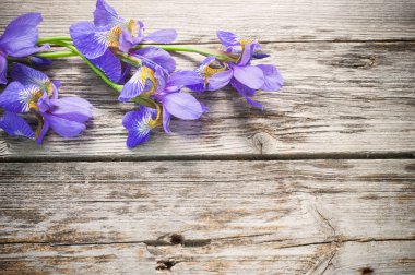 Ahşap arkaplanda çiçekler