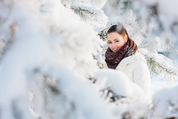Красива дівчина в зимовому парку — стокове фото