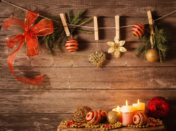 Tema de Natal em tábuas de madeira — Fotografia de Stock