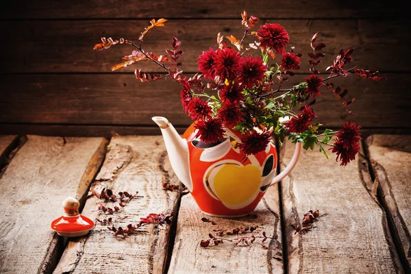 Натюрморт с красной хризантемой — стоковое фото
