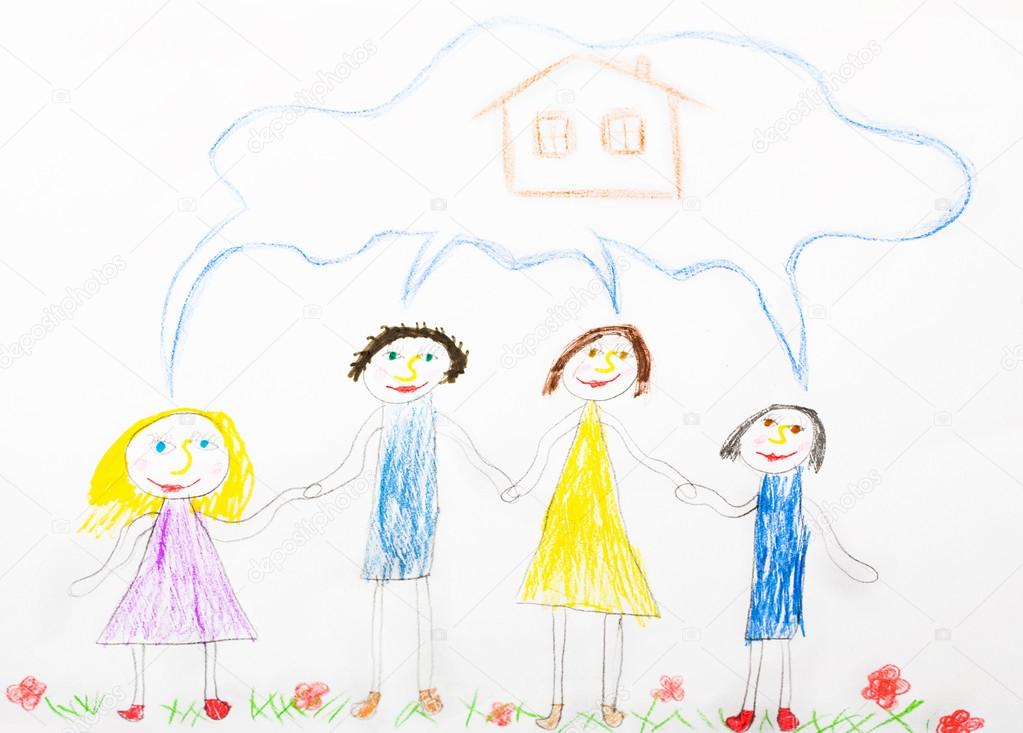 Child's drawing happy family