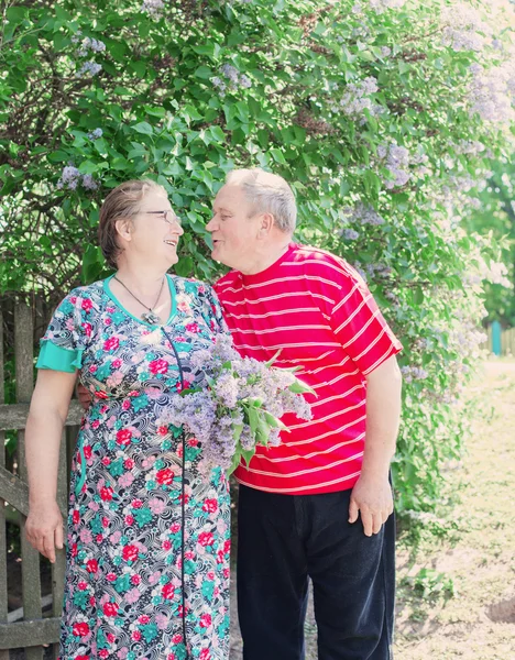 Ευτυχής ηλικιωμένο ζευγάρι εξωτερική — Φωτογραφία Αρχείου
