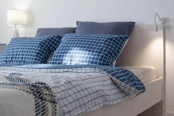 Slaapkamer Witte Blauwe Kleuren — Stockfoto