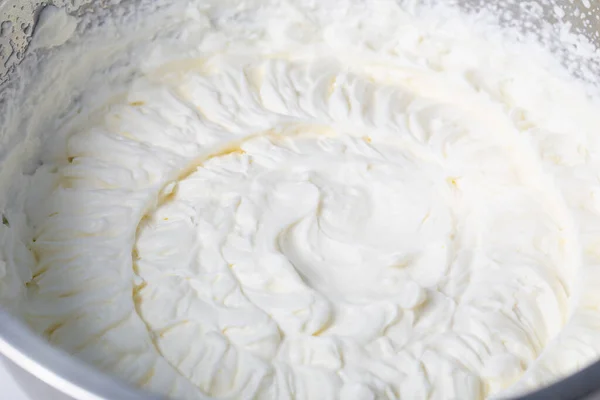 White Whipped Cream Metal Bowl — Stock Photo, Image