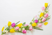Картина, постер, плакат, фотообои "spring flowers on white background", артикул 549055718