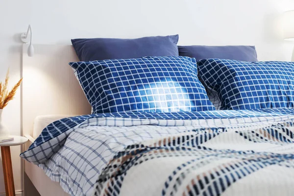 Slaapkamer Witte Blauwe Kleuren — Stockfoto