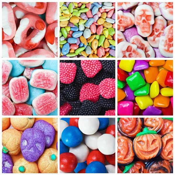 Colorful collage of various candies and sweets — Stock Photo © alisanna