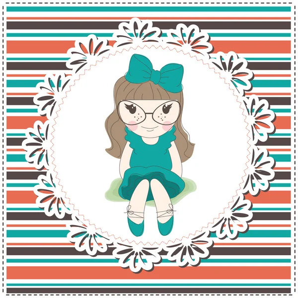 Invitation or greeting scrapbook card for girl — Stock Vector