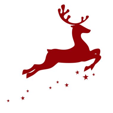 Red reindeer on white background