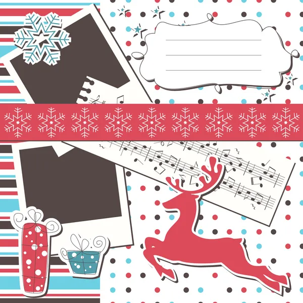 Tarjeta de felicitación de Navidad scrapbook — Vector de stock