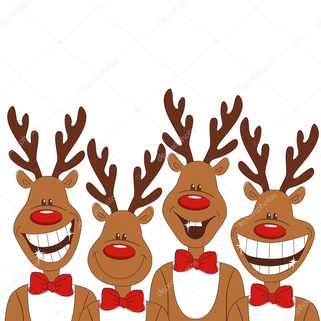Christmas illustration of cartoon reindeer.