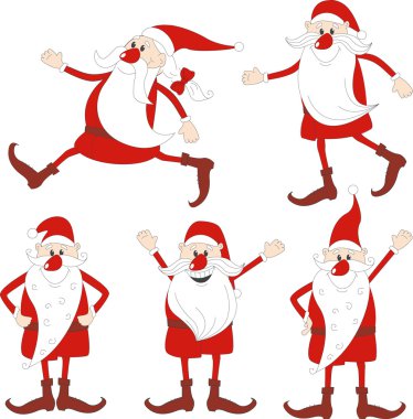 Christmas set of cartoon Santa's clipart