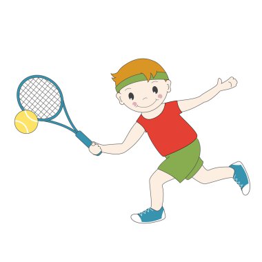 çizgi film çocuk tenis oynamaya