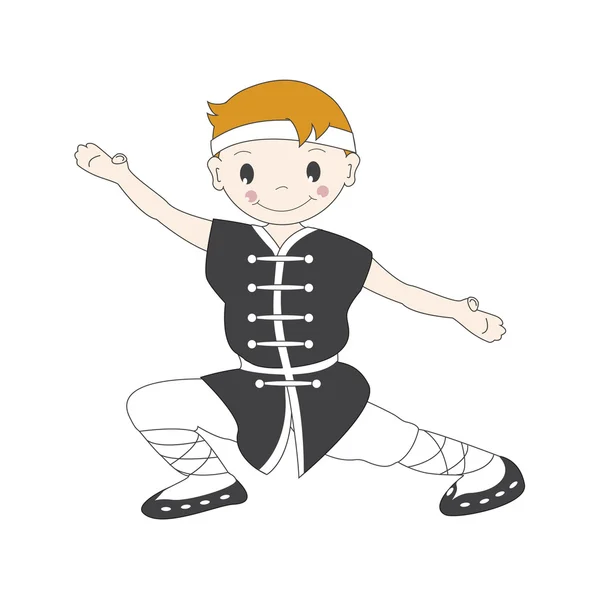 Kreslený kung fu chlapec — Stockový vektor