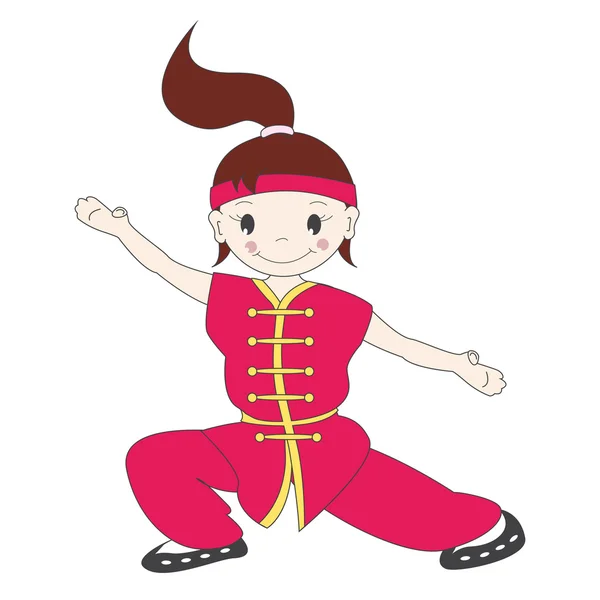 Desenhos animados kung fu menina — Vetor de Stock