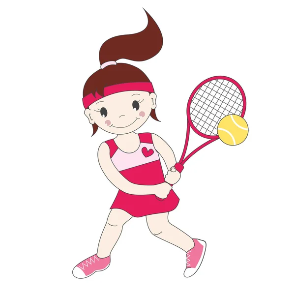 Kleines Mädchen spielt Tennis — Stockvektor