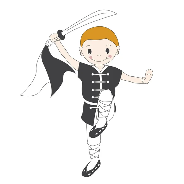 Kung-fu chlapec s mečem — Stockový vektor