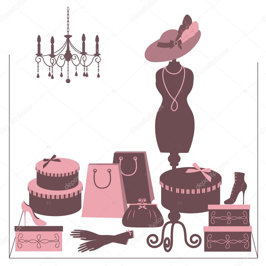 Storefront fashion shop with women accessory.