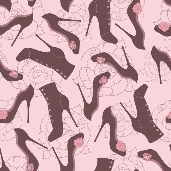 Modèle sans couture de mode rétro avec des chaussures pour femmes . — Image vectorielle