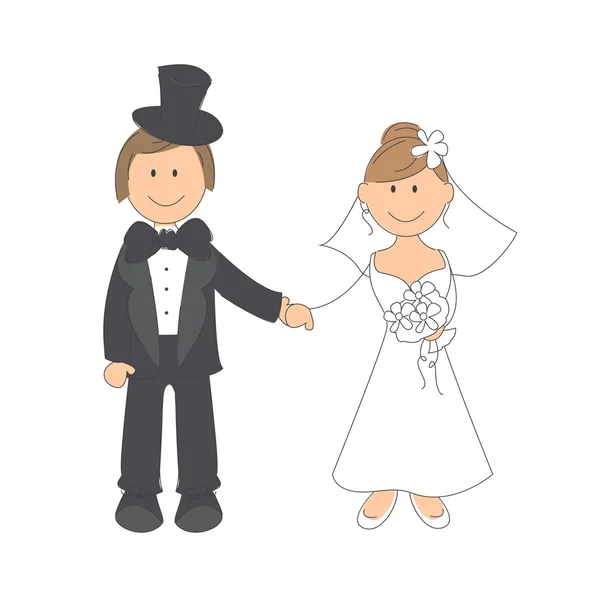 Wedding couple on white background . — Stock Vector