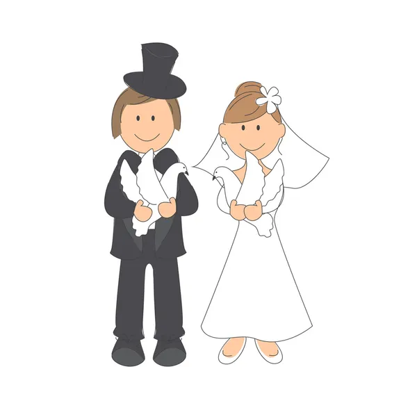 Wedding couple on white background. — Stock Vector