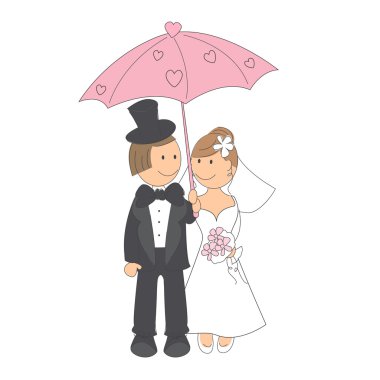 komik gelin ve damat ile düğün davetiyesi